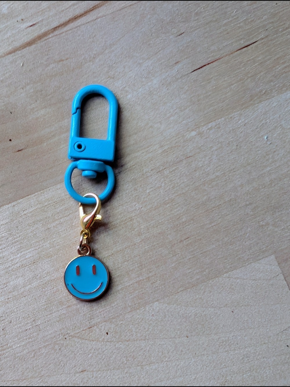 Blue Smiley Face Keychain Bag Charm